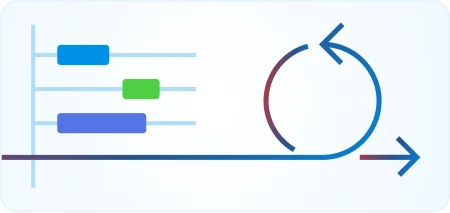 Illustration of agile sprint board with progress bars and iteration arrow symbolizing faster sprint execution.